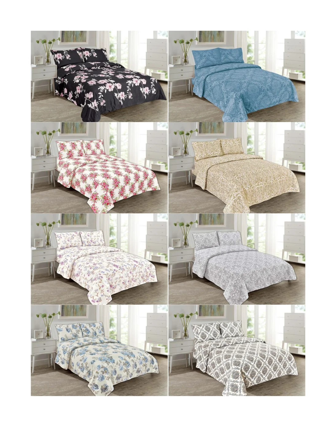 Luxury Bedding Sets Bed Sheet Wholesale Plain Color 3PCS White